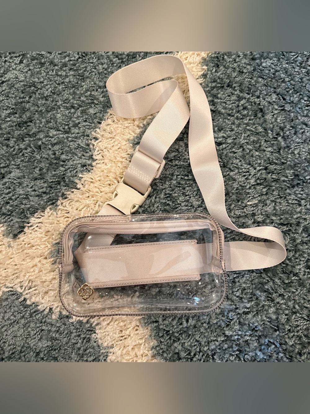 Kendra Scott Clear Crossbody Belt Bag with Light Beige Trim
